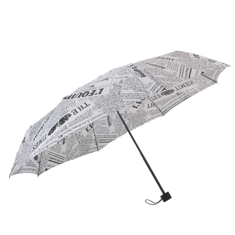 Automatic Retro British Newspaper Umbrella Vinyl Sunscreen Folding Umbrella, Style:Manual