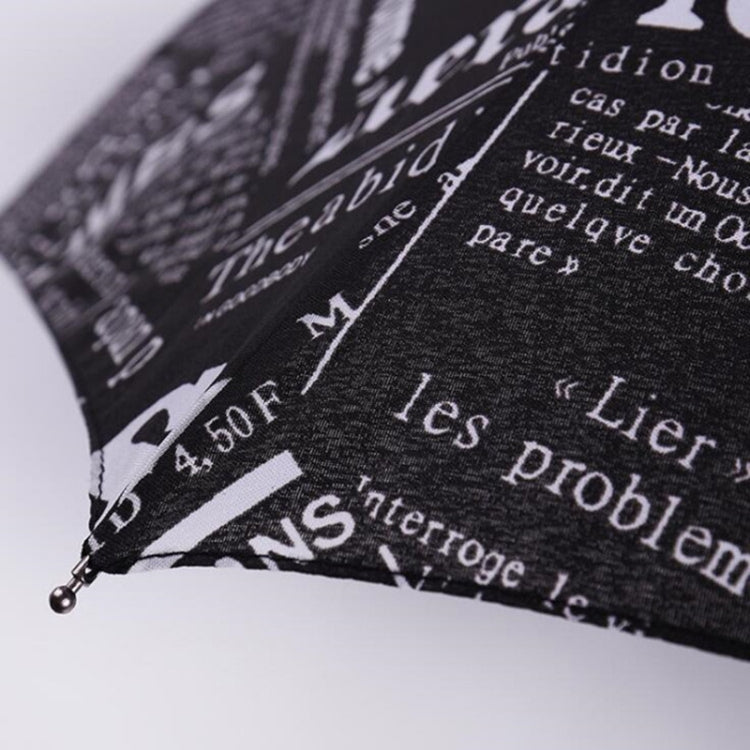 Automatic Retro British Newspaper Umbrella Vinyl Sunscreen Folding Umbrella, Style:Manual