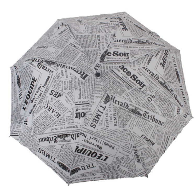 Automatic Retro British Newspaper Umbrella Vinyl Sunscreen Folding Umbrella, Style:Manual