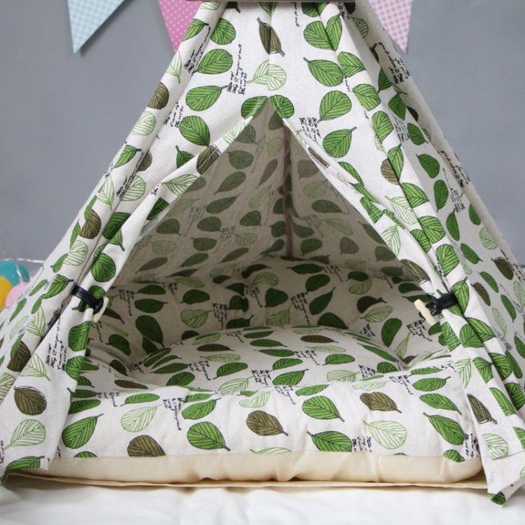 Pet Tent Lime Leaf Kennel Pet Bed, Specification: Small 40Ã—40Ã—50cm(Green Leaves with Cushion)