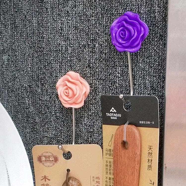 6 PCS Bathroom Non-perforated Rose Hook Non-marking Resin Adhesive Hook