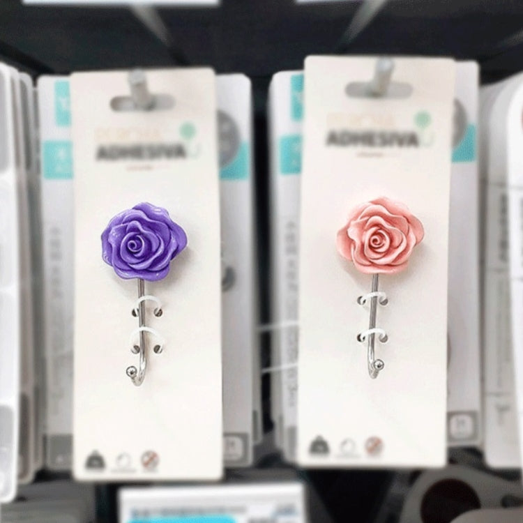 6 PCS Bathroom Non-perforated Rose Hook Non-marking Resin Adhesive Hook