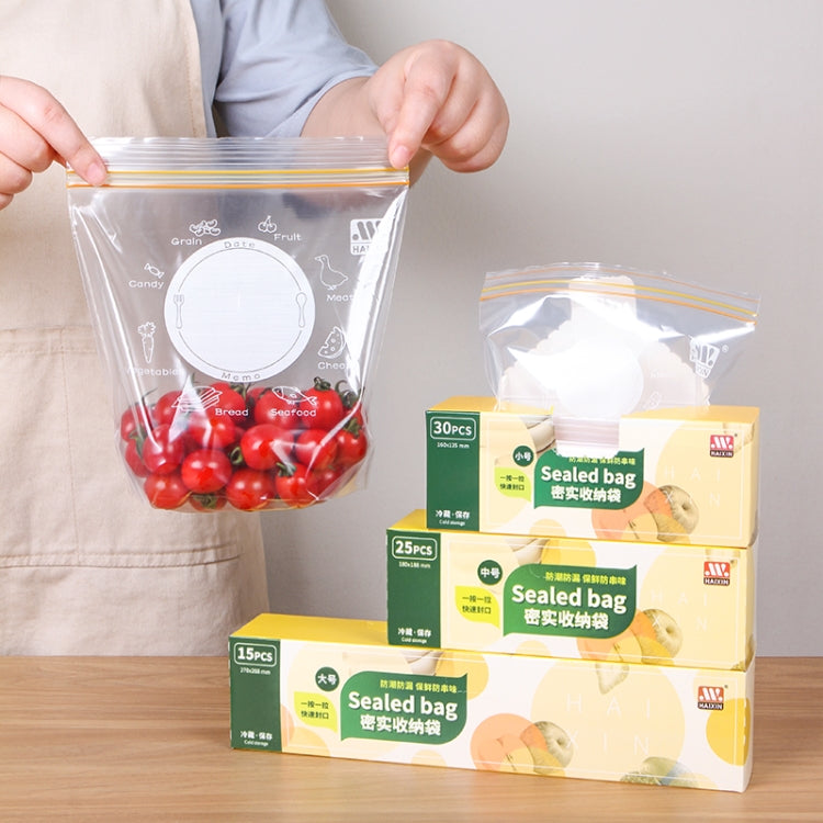 4 Sets Sealed Bag Fresh Food Packaging Bag Household Thickened Refrigerator Storage Plastic Bag, Size: Medium (25 Pieces / Set)