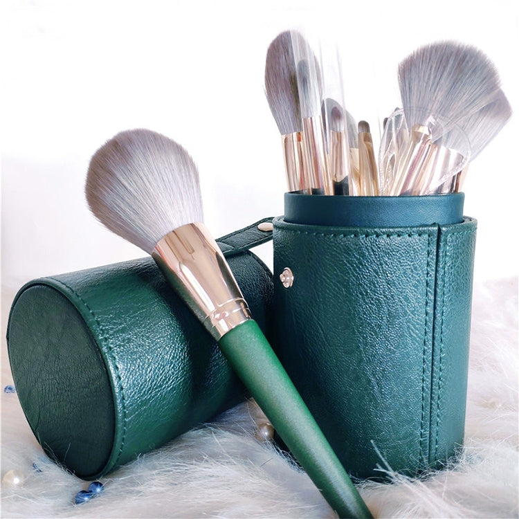 14 in 1 Super Soft Makeup Brush Set Beginner Beauty Tool, Exterior color: 14 Makeup Brushes + Green Tube