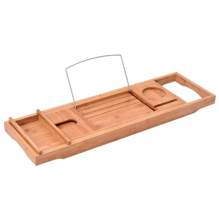 Bamboo Bathtub Rack Telescopic Multifunctional Toilet Rack Bathroom Soaking Rack, Style:Middle-board Single-box