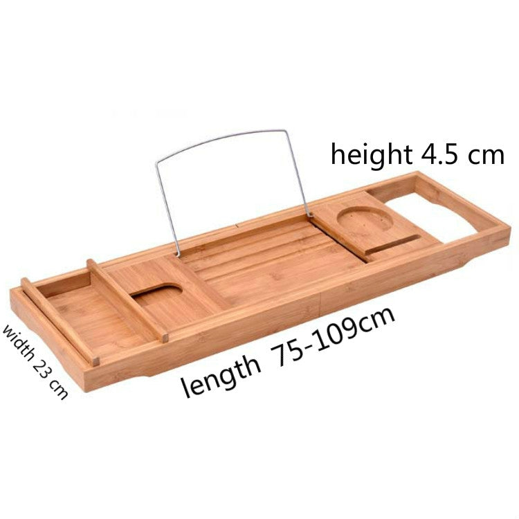 Bamboo Bathtub Rack Telescopic Multifunctional Toilet Rack Bathroom Soaking Rack, Style:Middle-board Single-box