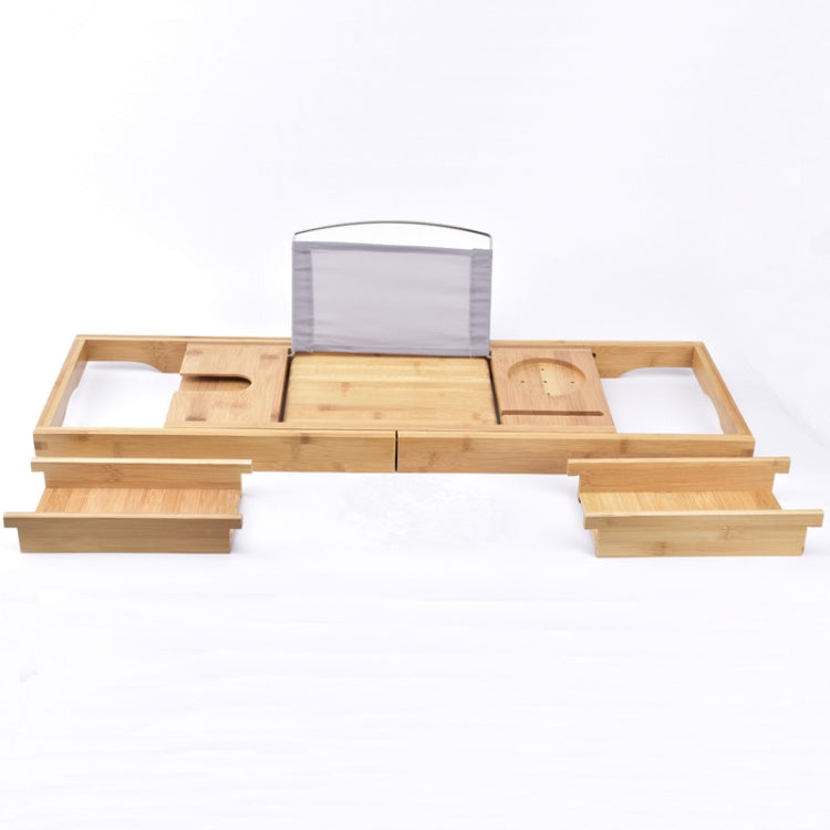Bamboo Bathtub Rack Telescopic Multifunctional Toilet Rack Bathroom Soaking Rack, Style:Middle-board Double-box