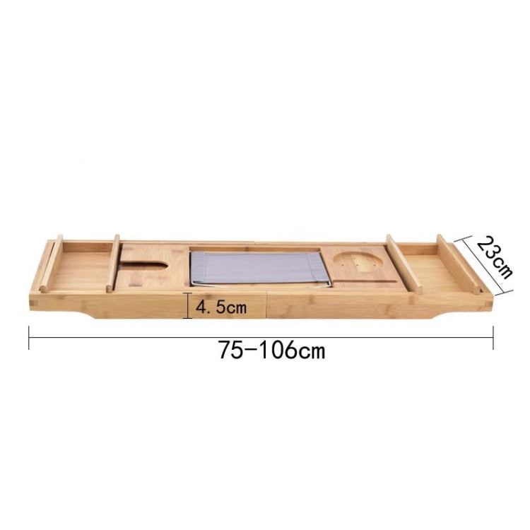 Bamboo Bathtub Rack Telescopic Multifunctional Toilet Rack Bathroom Soaking Rack, Style:Middle-board Double-box