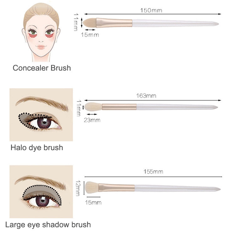 8 in 1 Makeup Brush Set Beginner Portable Soft Hair Facial Beauty Brush, Exterior color: 8 Jade White