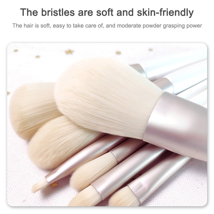 8 in 1 Makeup Brush Set Beginner Portable Soft Hair Facial Beauty Brush, Exterior color: 8 Jade White