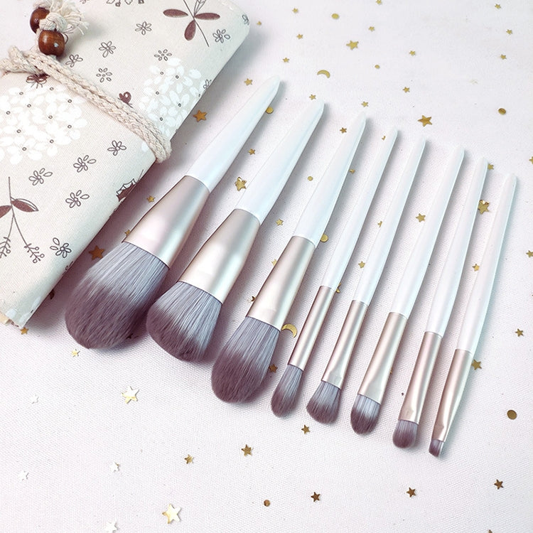 8 in 1 Makeup Brush Set Beginner Portable Soft Hair Facial Beauty Brush, Exterior color: 8 Sticks Granny Gray