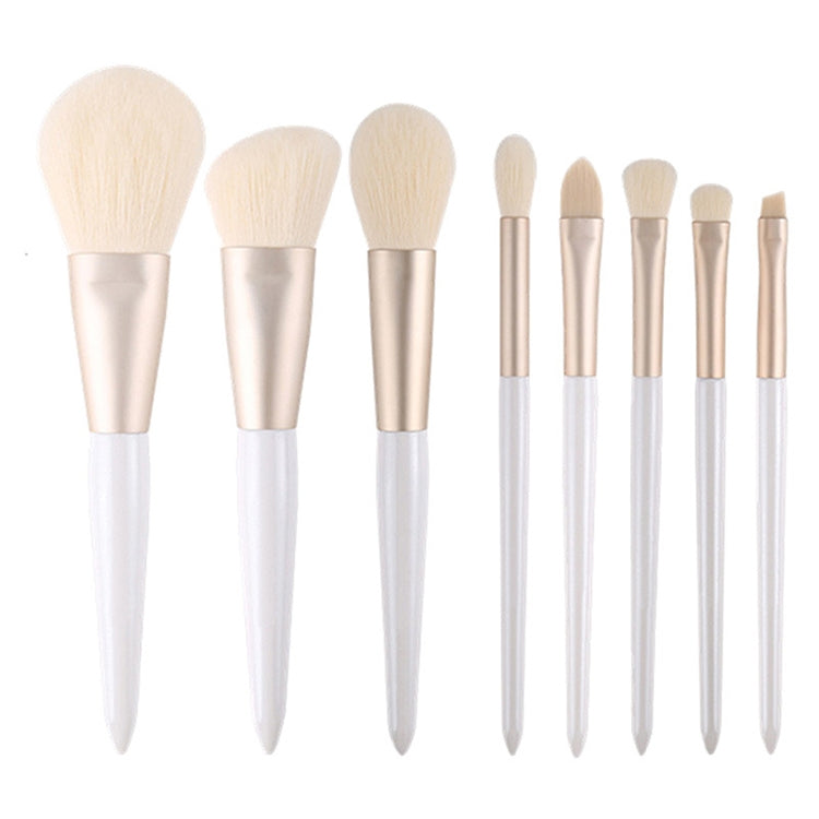 8 in 1 Makeup Brush Set Beginner Portable Soft Hair Facial Beauty Brush, Exterior color: 8 Jade White + Floral Bag