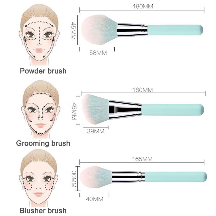 12 in 1 Makeup Brush Set Soft Beauty Tool Brush, Exterior color: 12 Makeup Brushes + Cyan Bag
