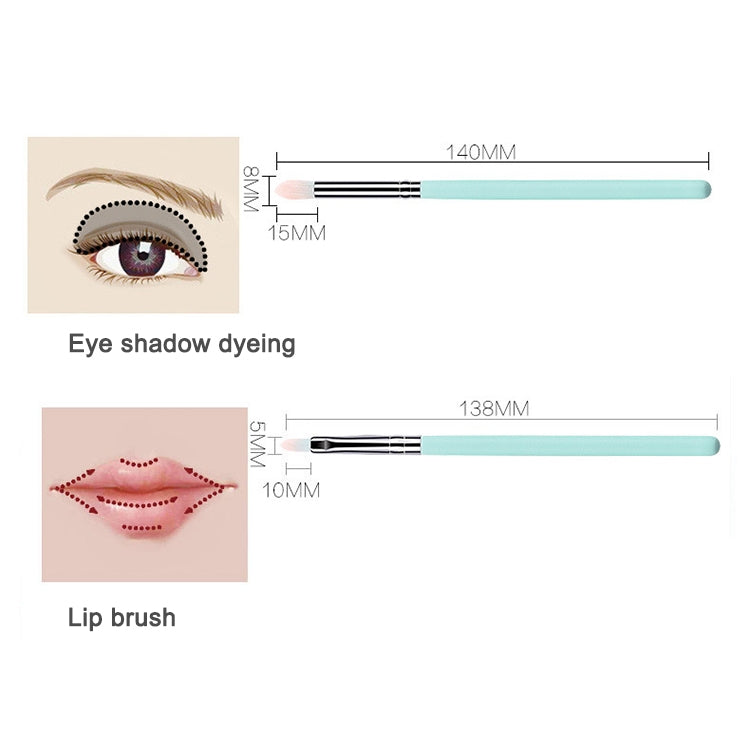 12 in 1 Makeup Brush Set Soft Beauty Tool Brush, Exterior color: 12 Makeup Brushes + Cyan Bag