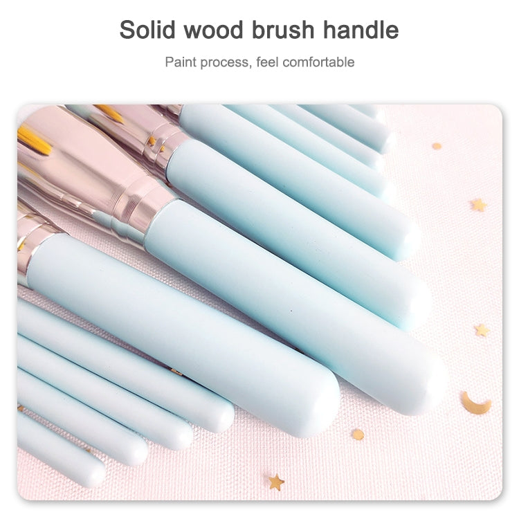 12 in 1 Makeup Brush Set Soft Beauty Tool Brush, Exterior color: 12 Makeup Brushes + Cyan Bag