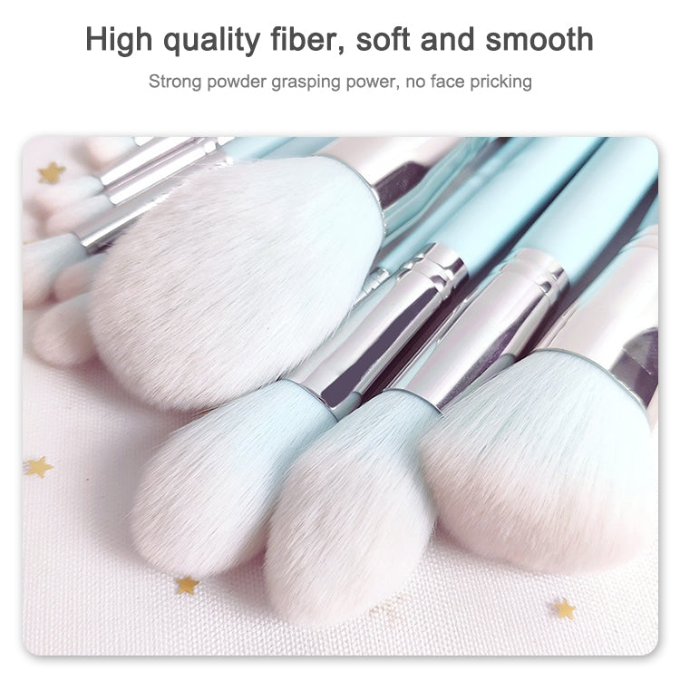 12 in 1 Makeup Brush Set Soft Beauty Tool Brush, Exterior color: 12 Makeup Brushes + Cyan Bag