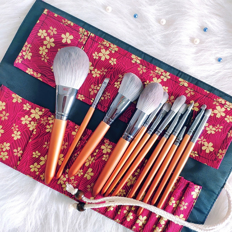 12 in 1 Soft Quick-drying Makeup Brush Set for Beginner, Exterior color: 12 Makeup Brushes + Red Bag