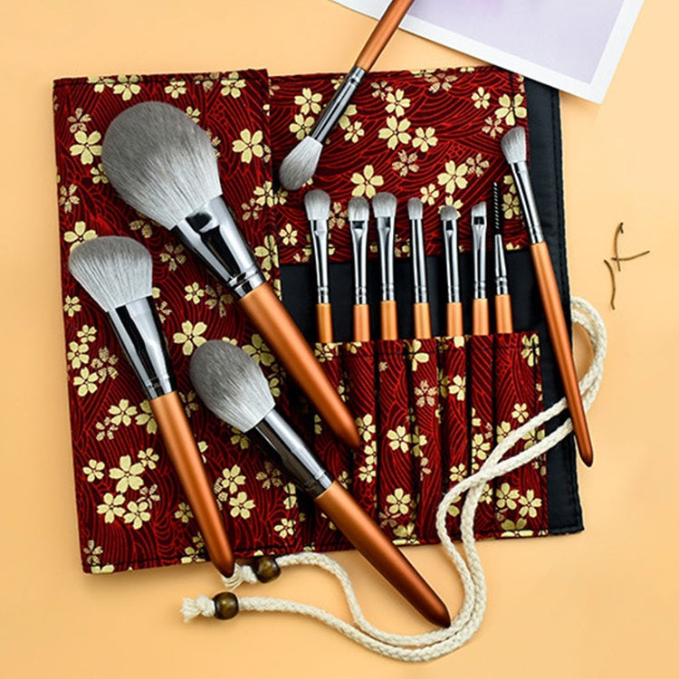 12 in 1 Soft Quick-drying Makeup Brush Set for Beginner, Exterior color: 12 Makeup Brushes + Red Bag