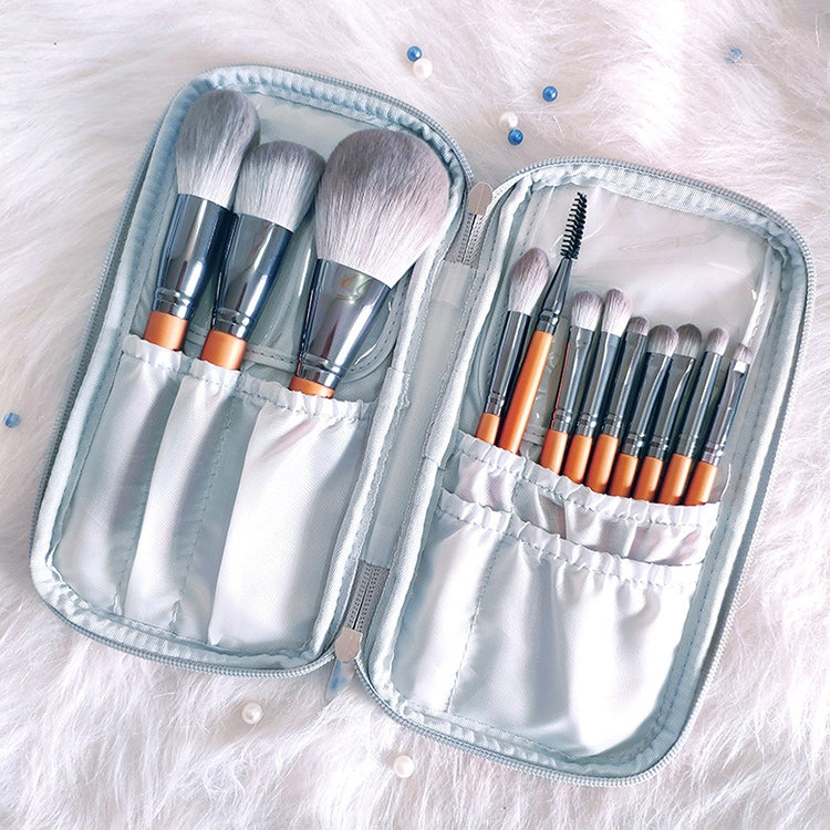 12 in 1 Soft Quick-drying Makeup Brush Set for Beginner, Exterior color: 12 Makeup Brushes + Silver Bag