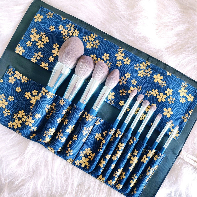11 in 1 Makeup Brush Set Beauty Tool Brush for Beginners, Exterior color: 11 Makeup Brushes + Cyan Bag