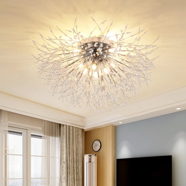 Bedroom Crystal Ceiling Lamp Creative Dandelion Living Room Lamp Dining Room Lamp, Style:Chrome (40x23cm, 4 Heads)(Warm Light)