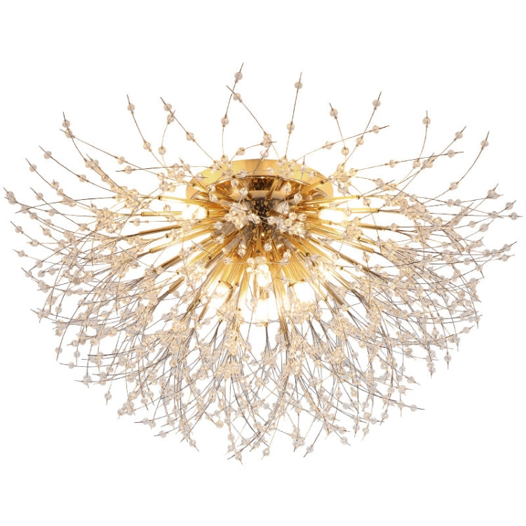Bedroom Crystal Ceiling Lamp Creative Dandelion Living Room Lamp Dining Room Lamp, Style:Chrome (40x23cm, 4 Heads)(Warm Light)