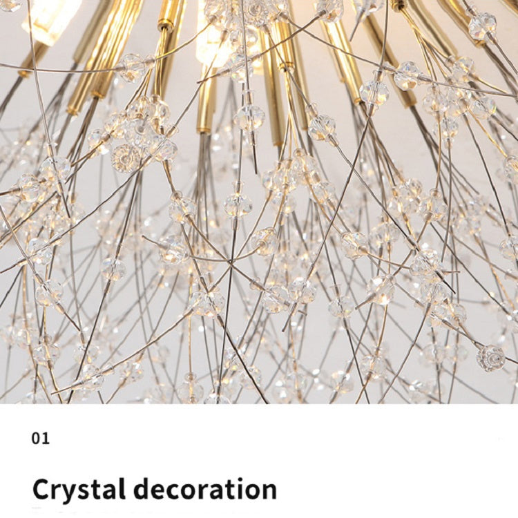 Bedroom Crystal Ceiling Lamp Creative Dandelion Living Room Lamp Dining Room Lamp, Style:Chrome (40x23cm, 4 Heads)(Warm Light)