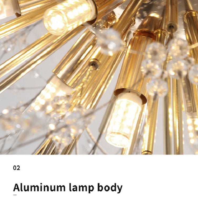 Bedroom Crystal Ceiling Lamp Creative Dandelion Living Room Lamp Dining Room Lamp, Style:Chrome (40x23cm, 4 Heads)(Warm Light)