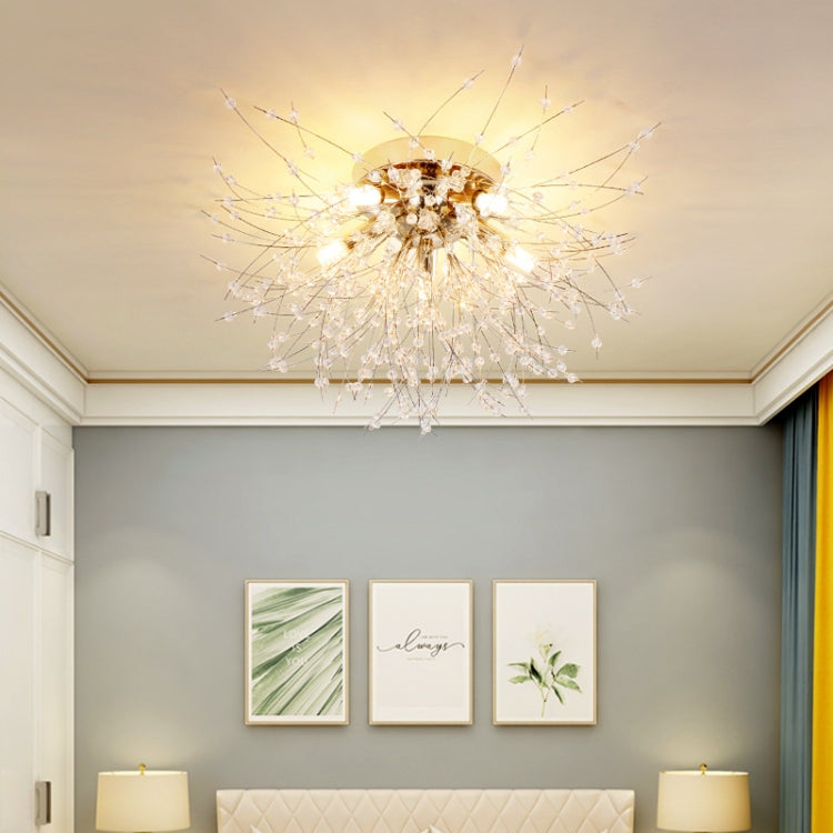 Bedroom Crystal Ceiling Lamp Creative Dandelion Living Room Lamp Dining Room Lamp, Style:Chrome (40x23cm, 4 Heads)(Warm Light)