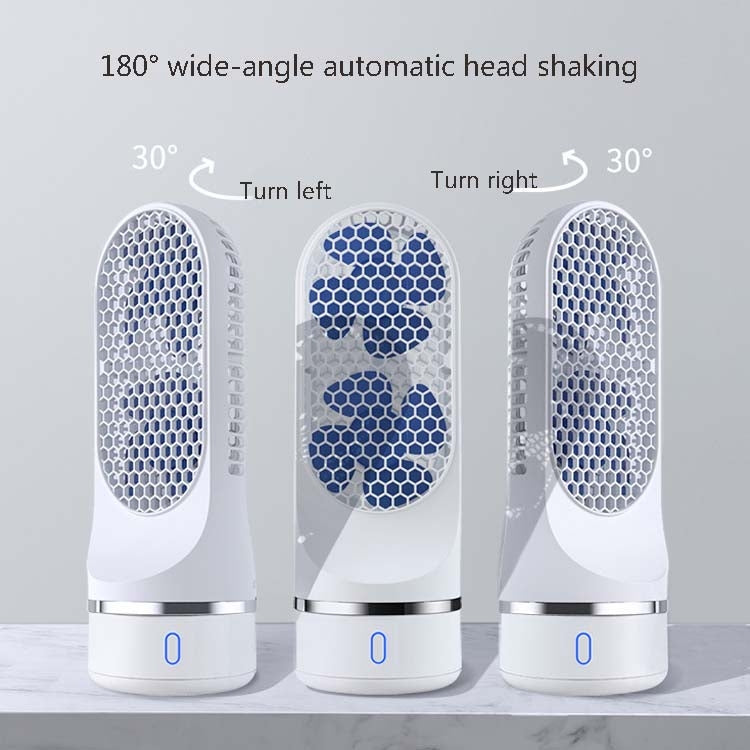 Automatic Shaking Head Tower Fan Desktop USB Charging Double Spiral Fan