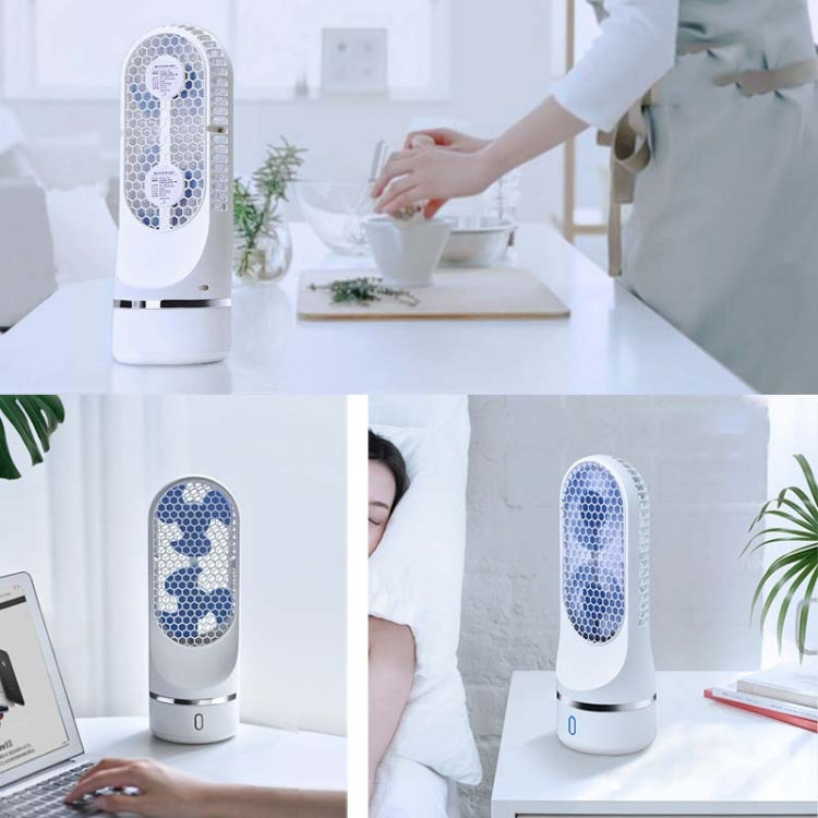Automatic Shaking Head Tower Fan Desktop USB Charging Double Spiral Fan