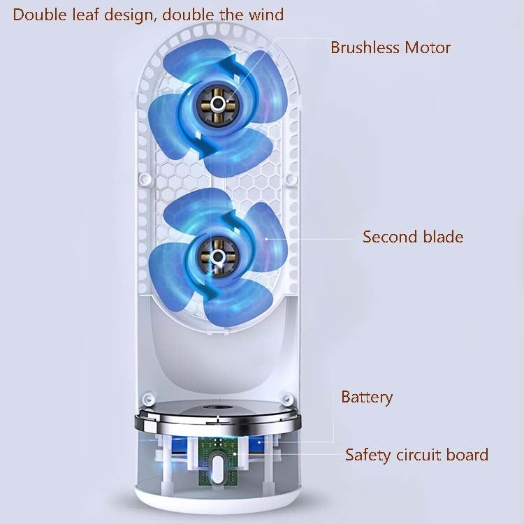 Automatic Shaking Head Tower Fan Desktop USB Charging Double Spiral Fan