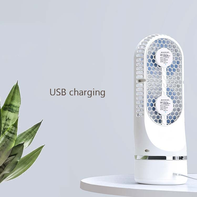 Automatic Shaking Head Tower Fan Desktop USB Charging Double Spiral Fan