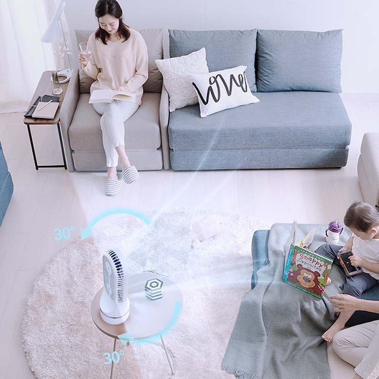 Automatic Shaking Head Tower Fan Desktop USB Charging Double Spiral Fan