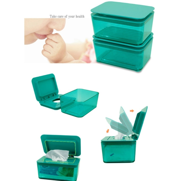 Wet Tissue Box Plastic Portable Multi-function Drawer With Lid(Dark Green)