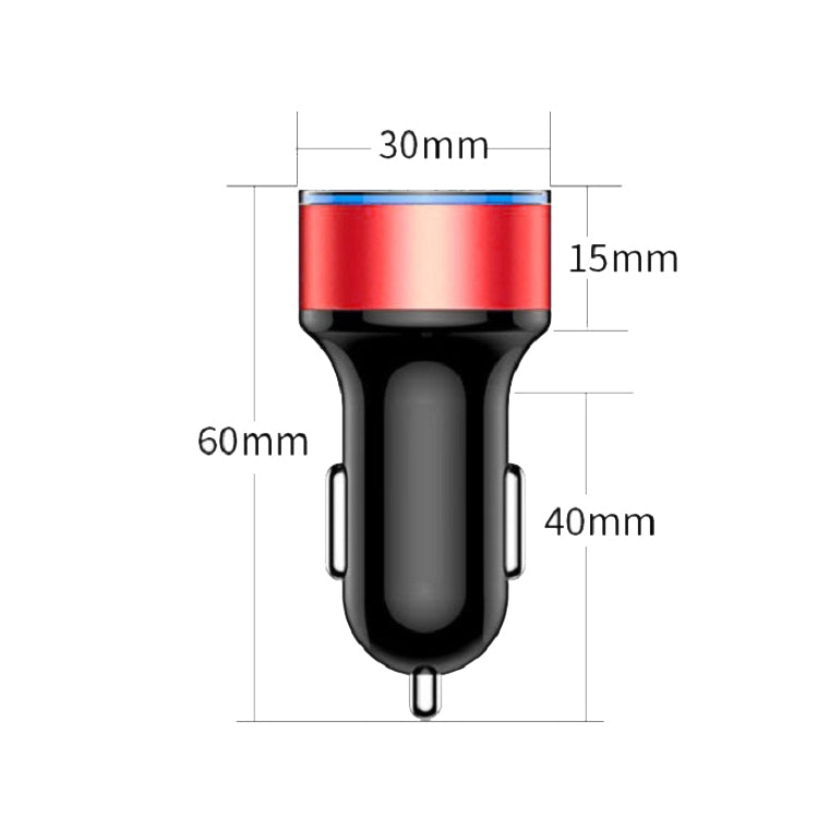 2 PCS Aluminum Ring Display Car Charger  QC3.0+2.4A Aluminum Alloy Multi-function Halo Digital Display Car Charger