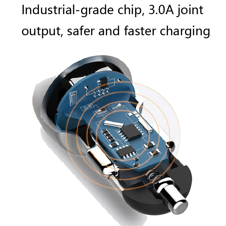 2 PCS Aluminum Ring Display Car Charger  QC3.0+2.4A Aluminum Alloy Multi-function Halo Digital Display Car Charger
