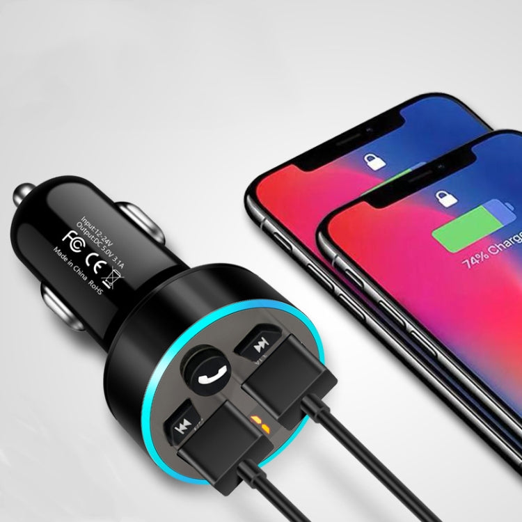 Halo Car MP3 Bluetooth Player Car Charger Car FM Transmitter 3.1A Car Charger