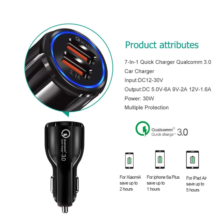 2 PCS QC3.0+3.1A Car Charger Dual USB 6A Halo Wine Bottle Fast Charge Car Charger