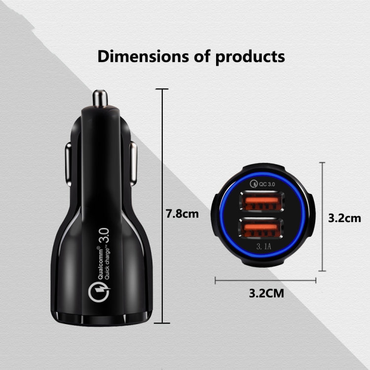 2 PCS QC3.0+3.1A Car Charger Dual USB 6A Halo Wine Bottle Fast Charge Car Charger