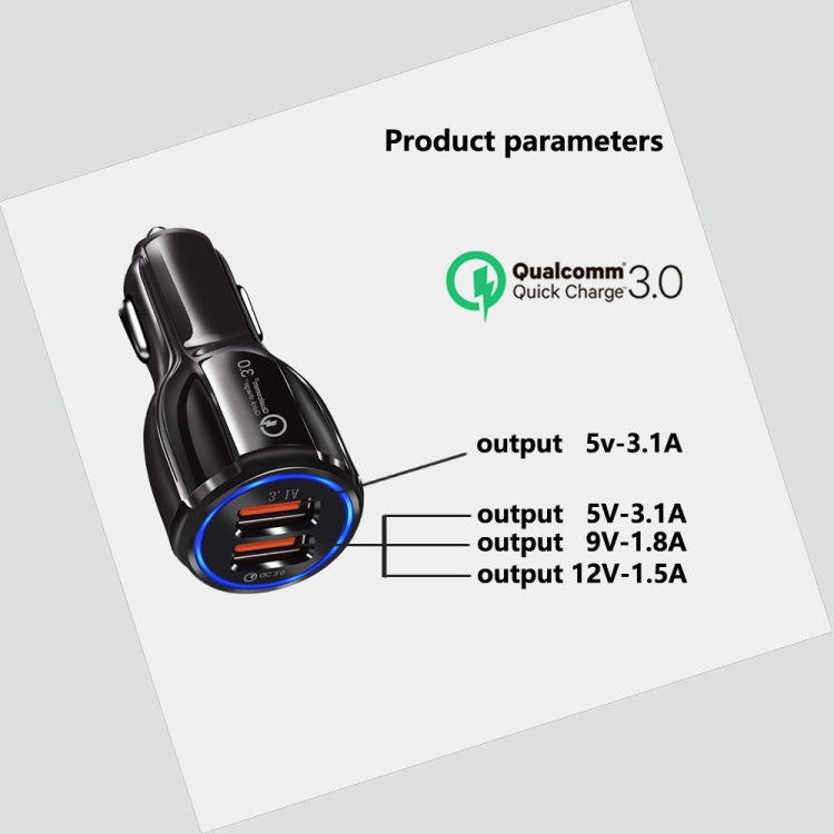 2 PCS QC3.0+3.1A Car Charger Dual USB 6A Halo Wine Bottle Fast Charge Car Charger