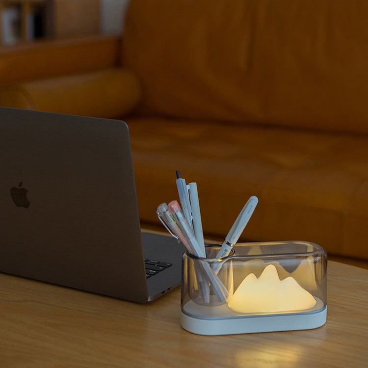 LED Rechargeable Bedside Night Light  Learning and Eye Protection Mountain Table Lamp(White)
