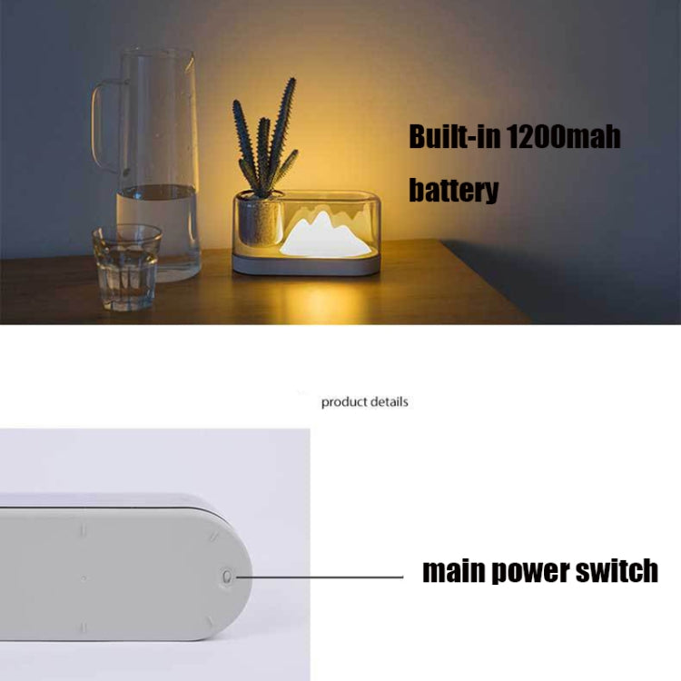 LED Rechargeable Bedside Night Light  Learning and Eye Protection Mountain Table Lamp(White)
