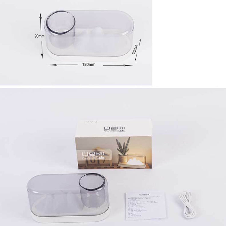 LED Rechargeable Bedside Night Light  Learning and Eye Protection Mountain Table Lamp(White)