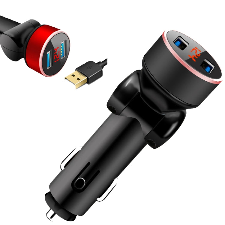 2 PCS Aluminum Ring Rotating Digital Display Car Charger Dual USB Multi-function Display Fast Charge 3.1A Car Charger