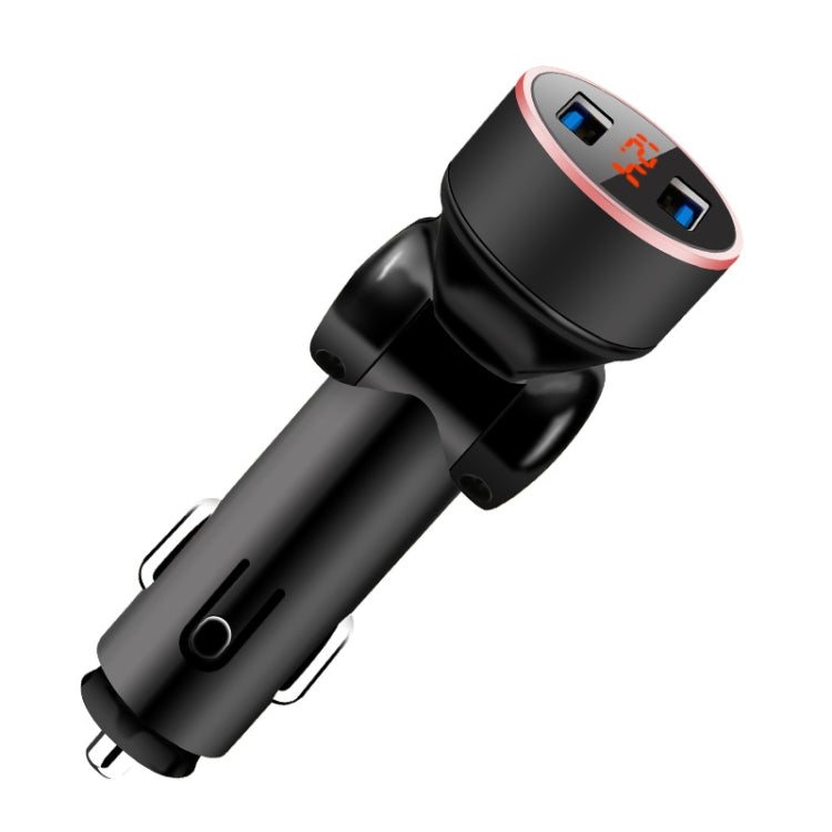 2 PCS Aluminum Ring Rotating Digital Display Car Charger Dual USB Multi-function Display Fast Charge 3.1A Car Charger