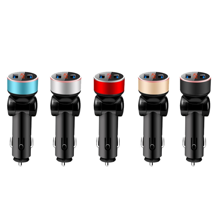 2 PCS Aluminum Ring Rotating Digital Display Car Charger Dual USB Multi-function Display Fast Charge 3.1A Car Charger
