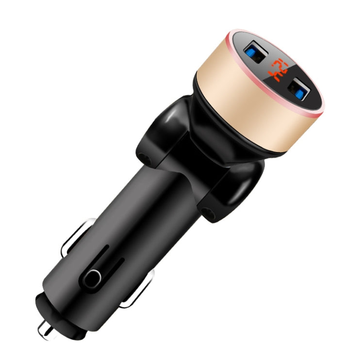 2 PCS Aluminum Ring Rotating Digital Display Car Charger Dual USB Multi-function Display Fast Charge 3.1A Car Charger