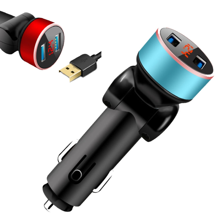 2 PCS Aluminum Ring Rotating Digital Display Car Charger Dual USB Multi-function Display Fast Charge 3.1A Car Charger