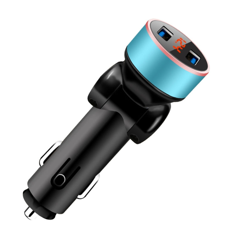 2 PCS Aluminum Ring Rotating Digital Display Car Charger Dual USB Multi-function Display Fast Charge 3.1A Car Charger